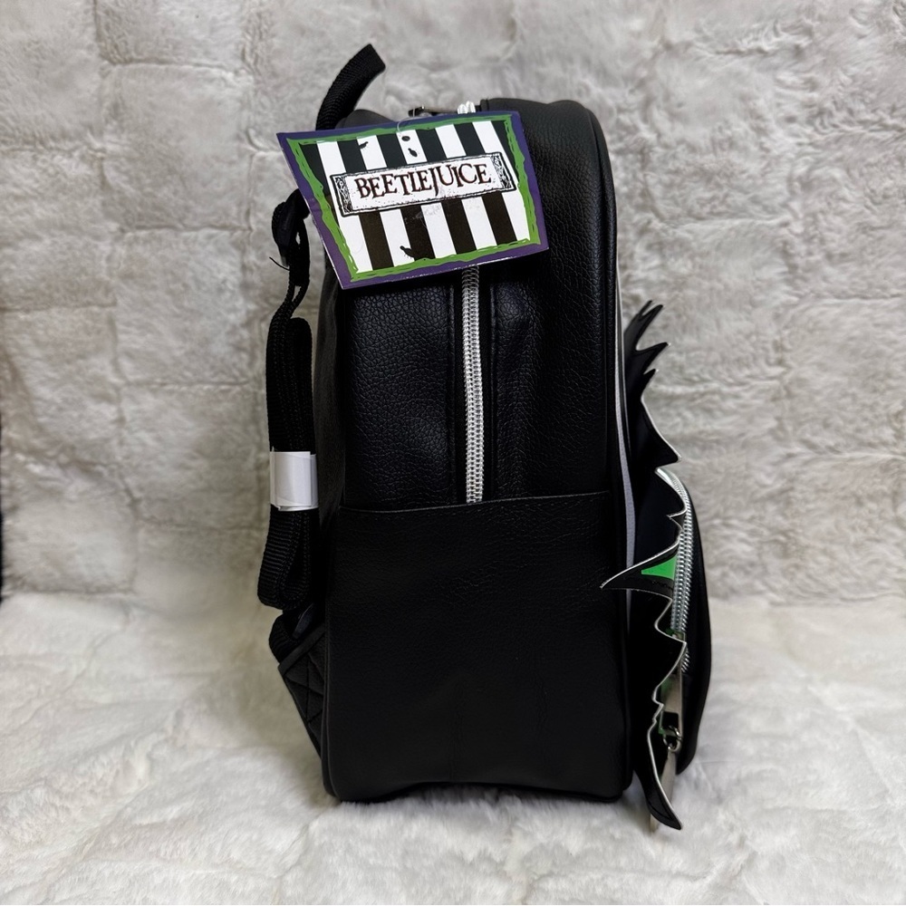 Beetlejuice It's Show Time 10.5 Backpack Black and White Green Accents NWT - Picture 10 of 10